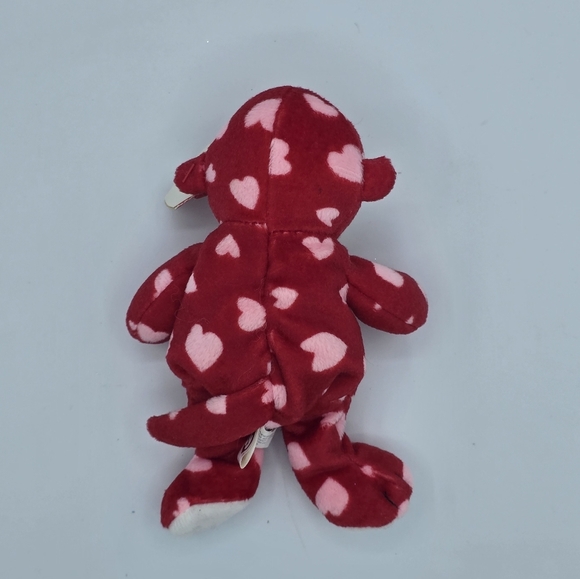 Ty Beanie Baby Bliss The Monkey Red w/ Pink Hearts Plush - Picture 3 of 7